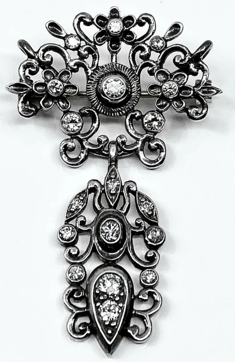 Broche pendentif or argent diamants, Napoléon III