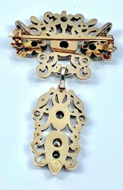 Broche pendentif or argent diamants, Napoléon III