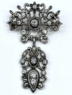 Broche pendentif or argent diamants, Napoléon III