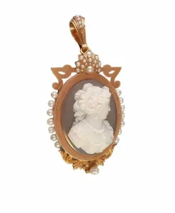 Broche- Pendentif or camée agate- 19ème siècle - Napoléon III
