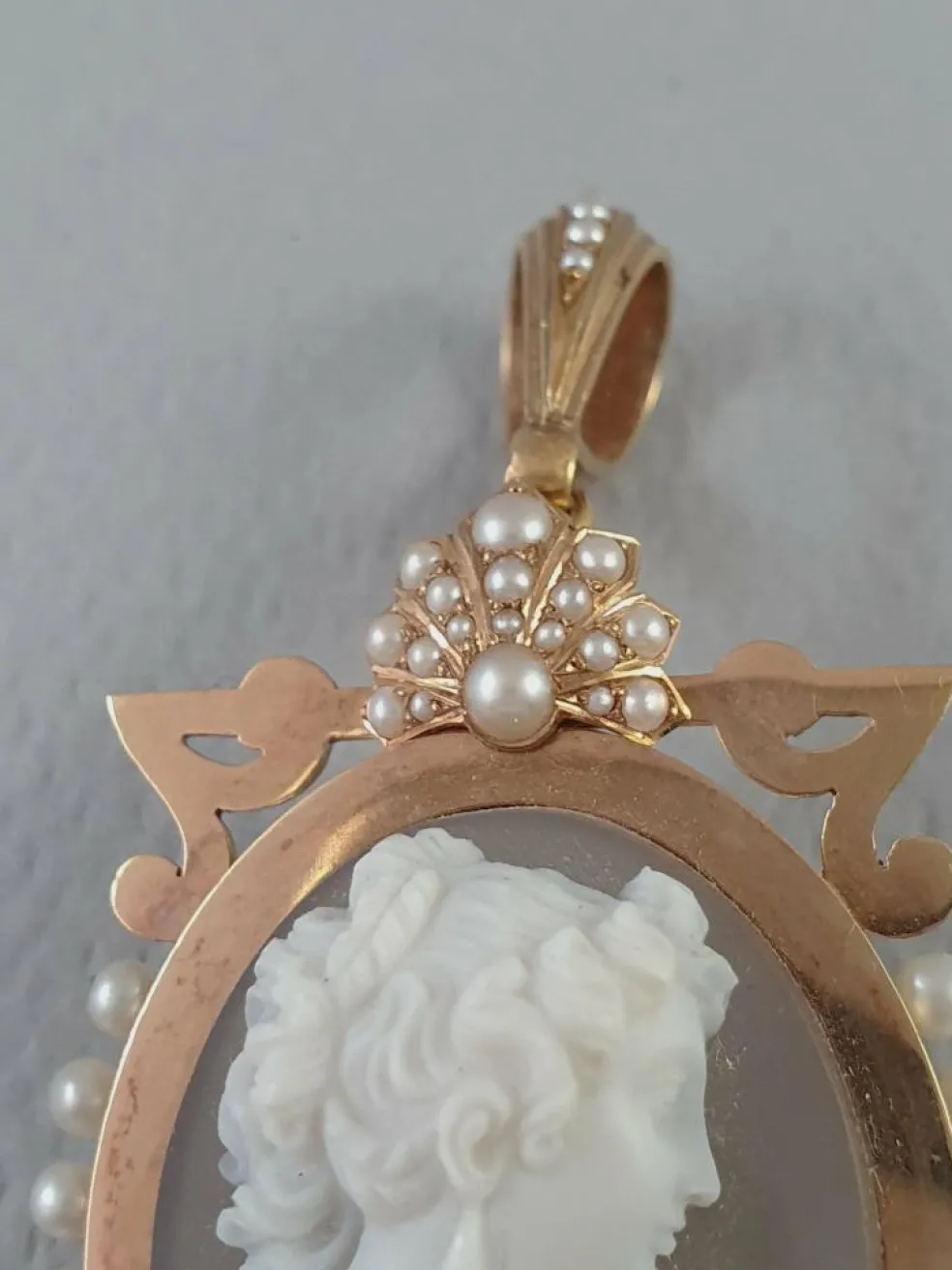 Broche- Pendentif or camée agate- 19ème siècle - Napoléon III