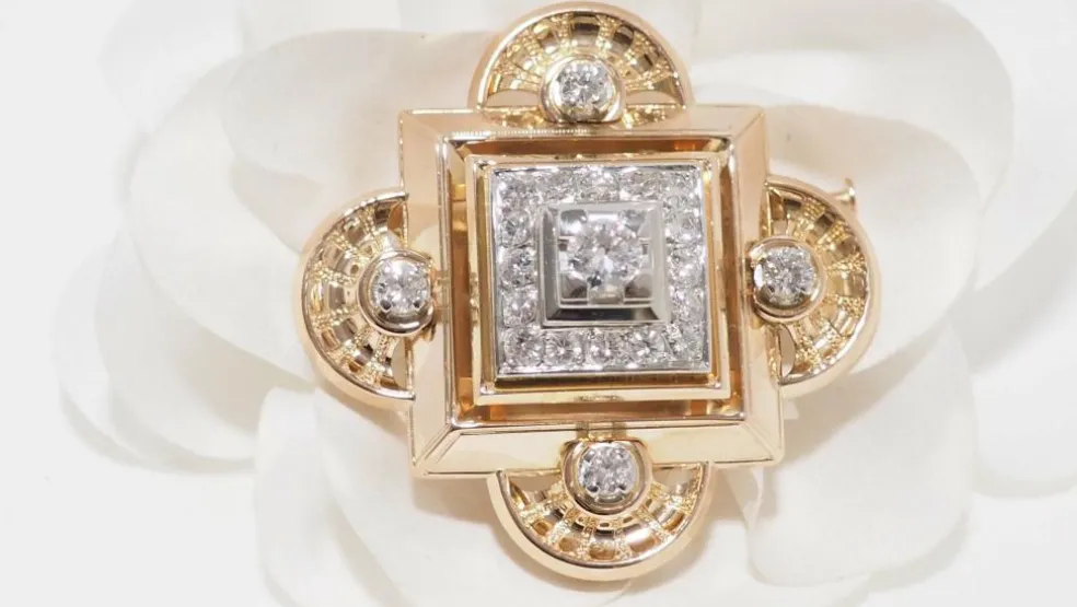 Broche pendentif Or Diamants
