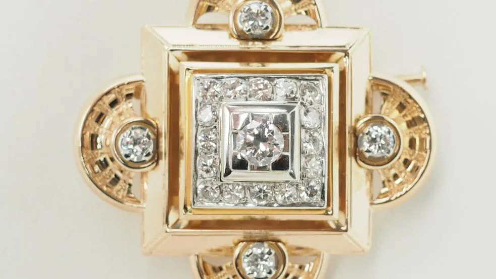 Broche pendentif Or Diamants