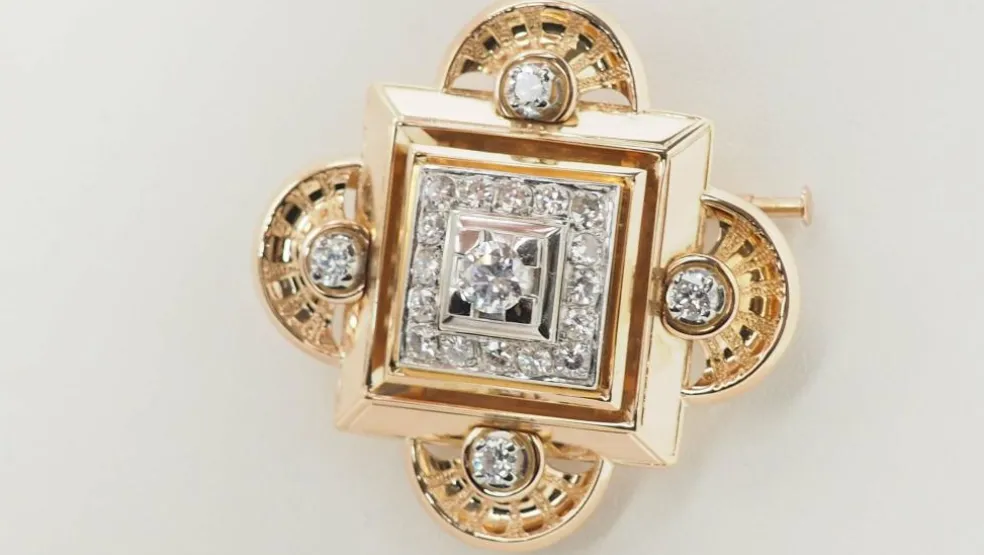Broche pendentif Or Diamants