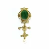 Broche Pendentif Or, Jade et Perle