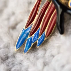 Broche perroquet émail diamants