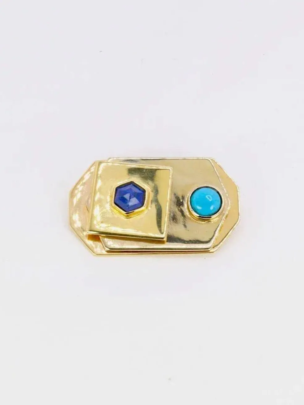 Broche Piero Dorazio Artcurial or jaune lapis-lazuli turquoise