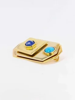 Broche Piero Dorazio Artcurial or jaune lapis-lazuli turquoise