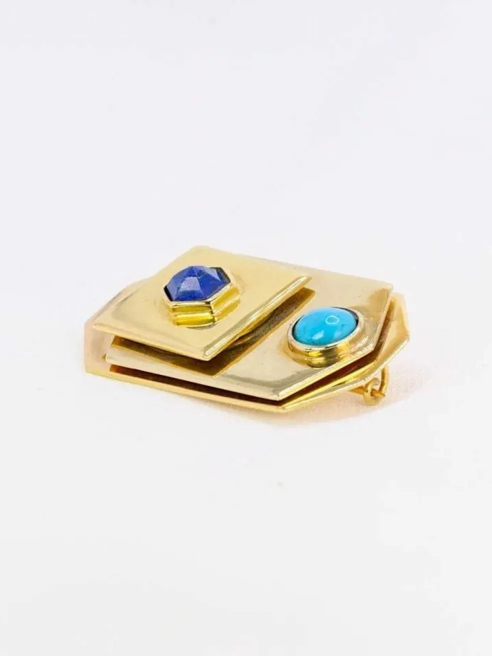 Broche Piero Dorazio Artcurial or jaune lapis-lazuli turquoise
