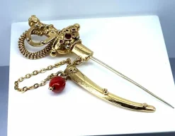 Broche épingle de cravate «  épée » en or 18 carats