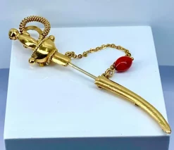 Broche épingle de cravate «  épée » en or 18 carats