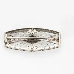 Broche Plaque art déco or blanc et platine diamants