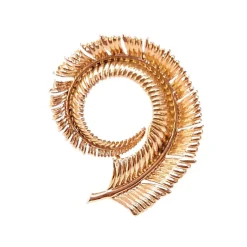 Broche plume en or jaune