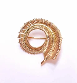 Broche plume en or jaune