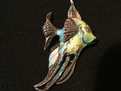 Broche poisson en Argent émaillé & marcassites