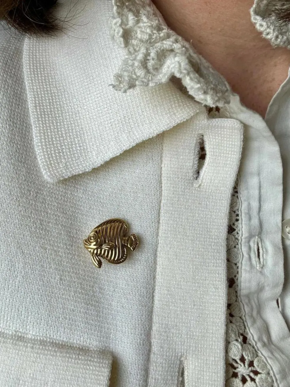 Broche poisson en or jaune