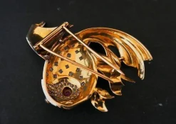 Broche Poisson Rubis Et Diamants, Platine et Or Jaune 18 Carats