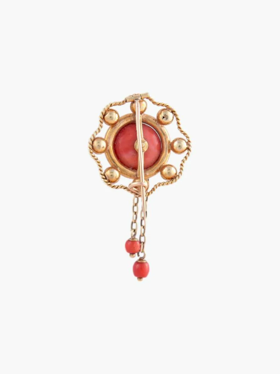 Broche Pompon Corail