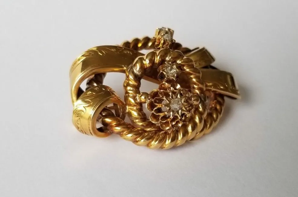 Broche époque Napoléon III Or jaune Diamants