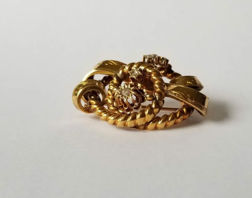Broche époque Napoléon III Or jaune Diamants