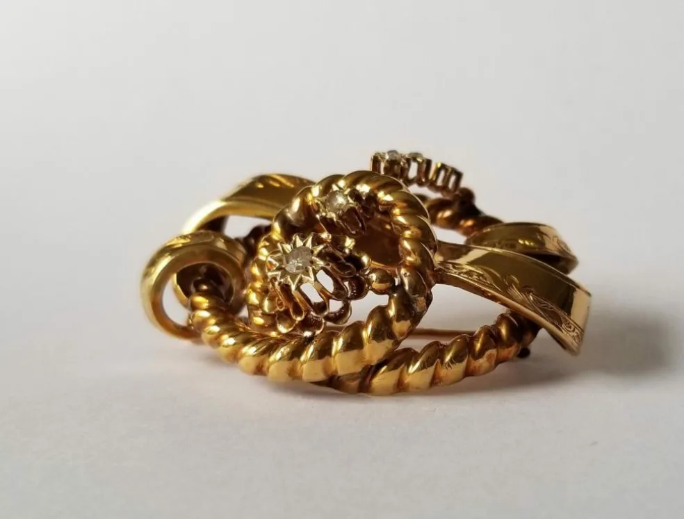 Broche époque Napoléon III Or jaune Diamants