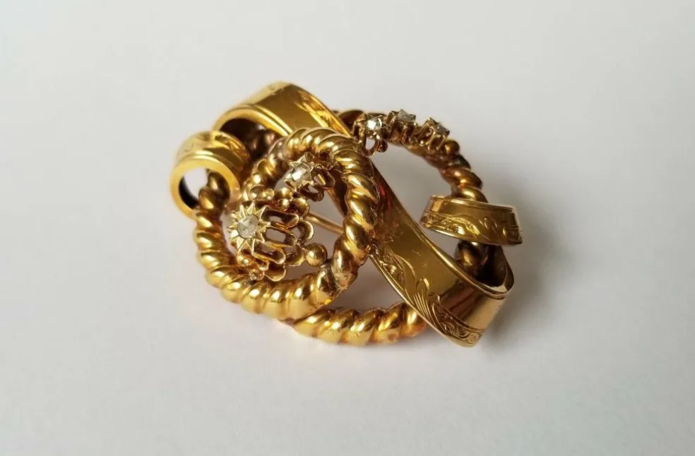 Broche époque Napoléon III Or jaune Diamants