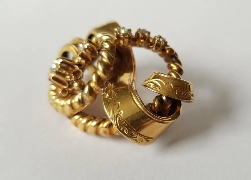 Broche époque Napoléon III Or jaune Diamants
