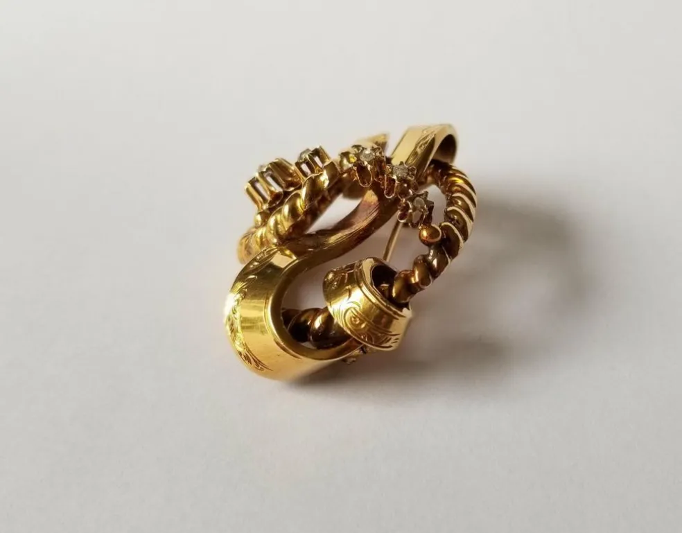 Broche époque Napoléon III Or jaune Diamants