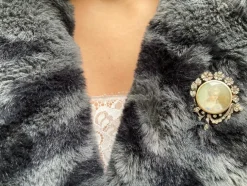 Broche portrait Argent Perles