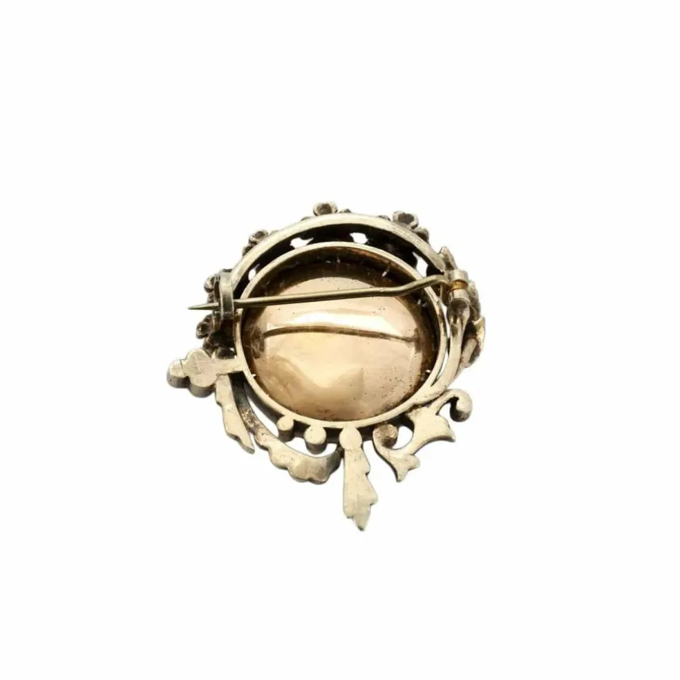 Broche portrait Argent Perles
