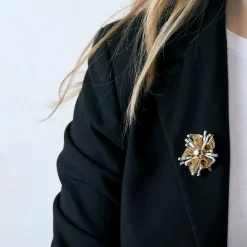 Broche Rayonnante Or Deux Tons Diamants