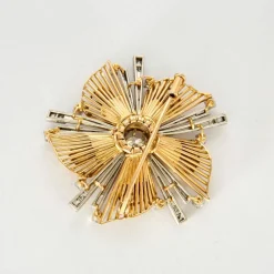 Broche Rayonnante Or Deux Tons Diamants