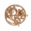 Broche ronde ancienne fleurs