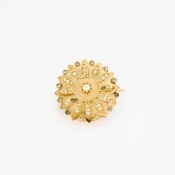 Broche ronde fleur sertie de diamants Napoléon III