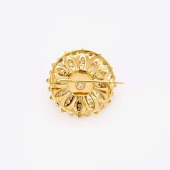 Broche ronde fleur sertie de diamants Napoléon III