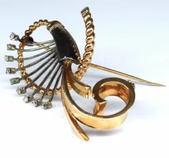 Broche rétro diamants