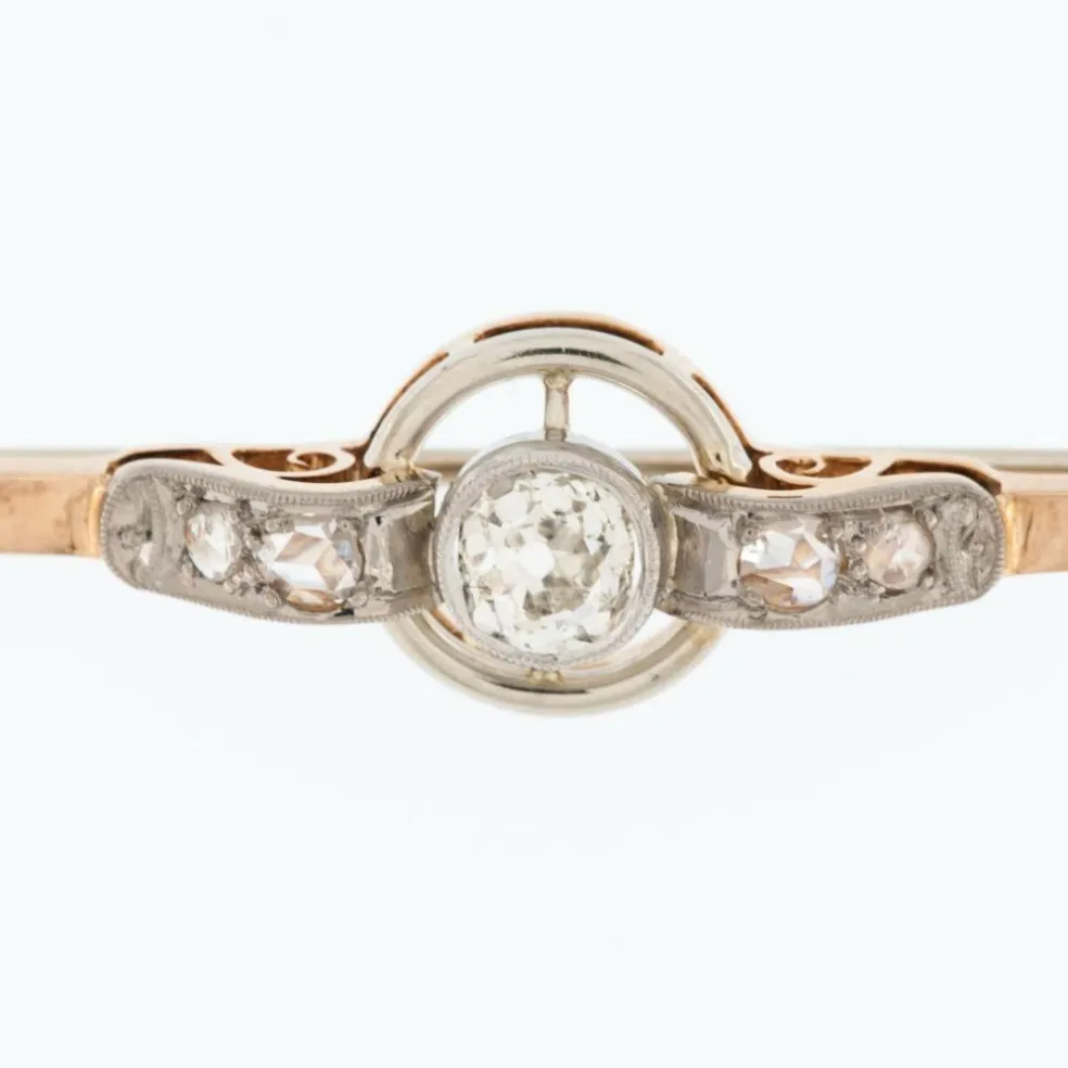 Broche rétro en or jaune et platine avec diamants