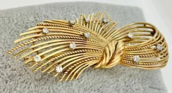 Broche Rétro Or Jaune 0.50 Ct Diamants