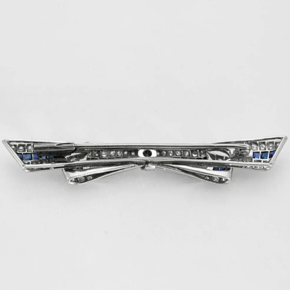 Broche ruban, diamants et saphirs