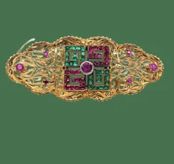 Broche rubis émeraude de l'époque victorienne