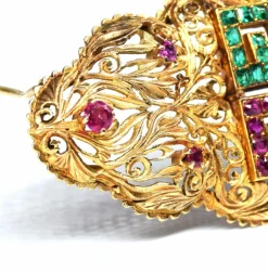 Broche rubis émeraude de l'époque victorienne