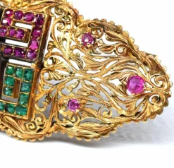 Broche rubis émeraude de l'époque victorienne