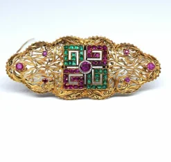 Broche rubis émeraude de l'époque victorienne