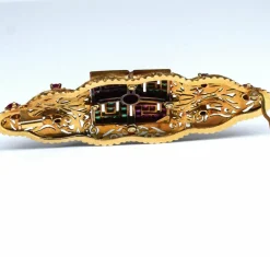 Broche rubis émeraude de l'époque victorienne