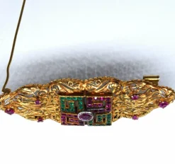 Broche rubis émeraude de l'époque victorienne