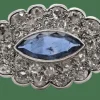 Broche Saphir Diamants Or Blanc 18 Carats