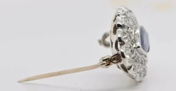 Broche Saphir Diamants Or Blanc 18 Carats