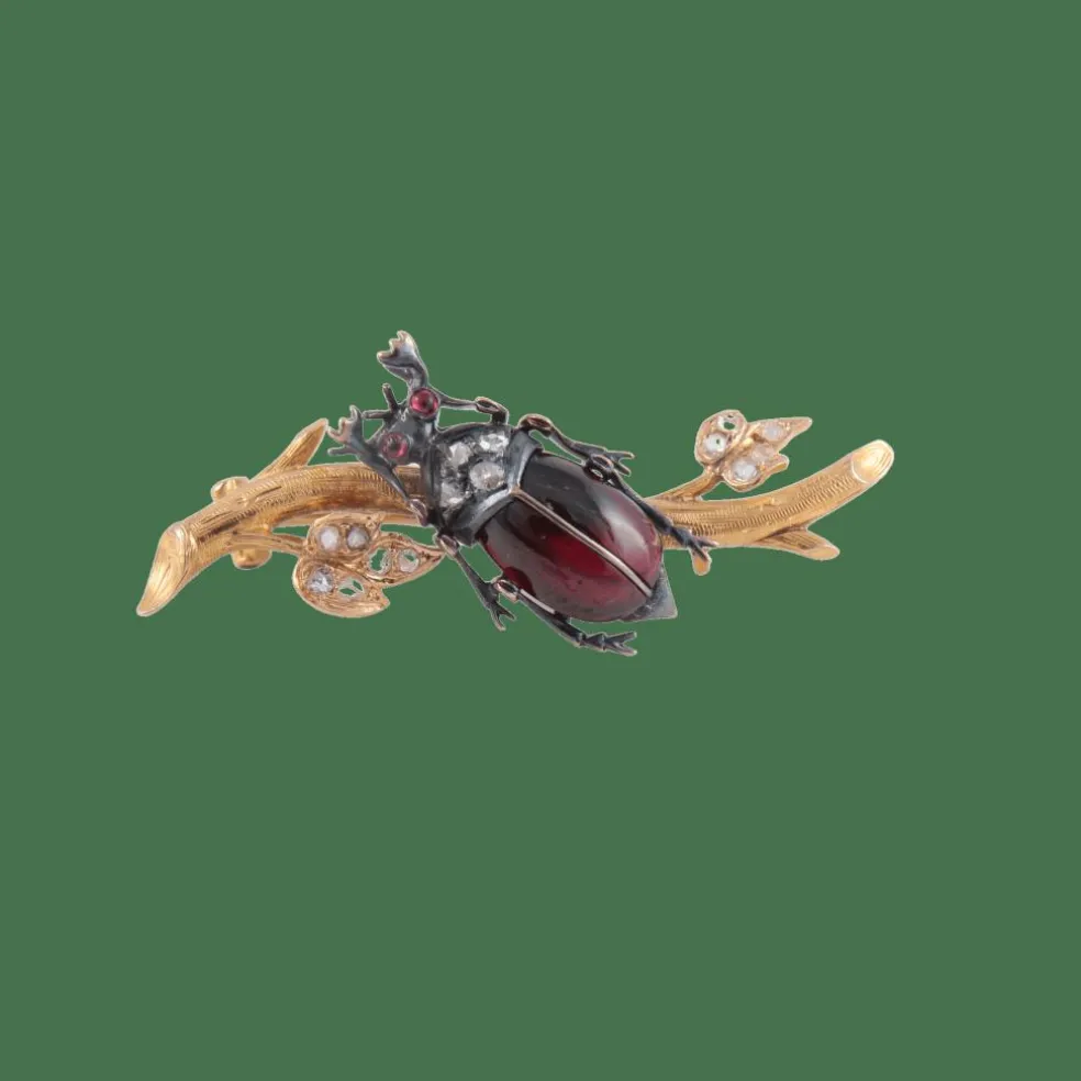 Broche Scarabée Grenat Napoléon III