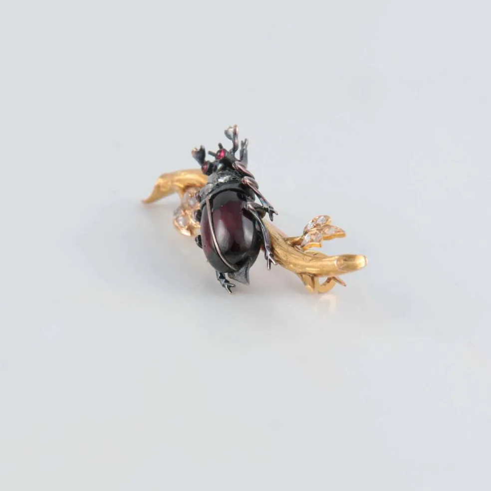 Broche Scarabée Grenat Napoléon III