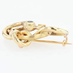 Broche serpent ancienne or et saphir